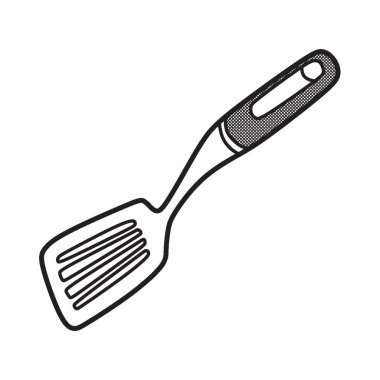 Basit eğri spatula vektörü siyah ve beyaz