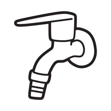 Suya bakan basit siyah beyaz musluk vektörü