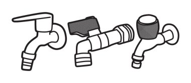 üç basit siyah beyaz musluk görüntüsü