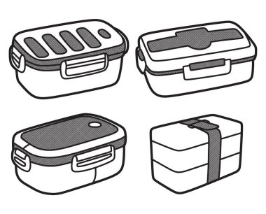 dört basit siyah beyaz beslenme çantası resmi
