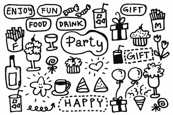Party Doodle Hand Drawed Cute Collection — стокове фото