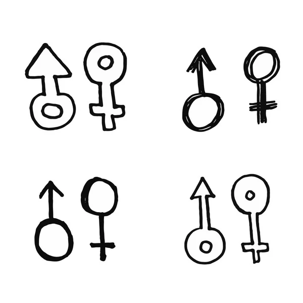 Set Men Women Sign Doodle Hand Drawn Toilet Sign — Stock Photo, Image