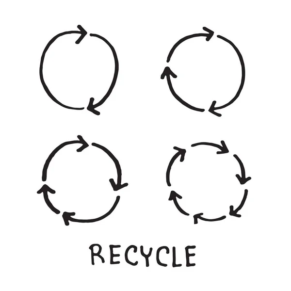 Recycle Sign Icon , Doodle Hand drawn Arrow Symbol