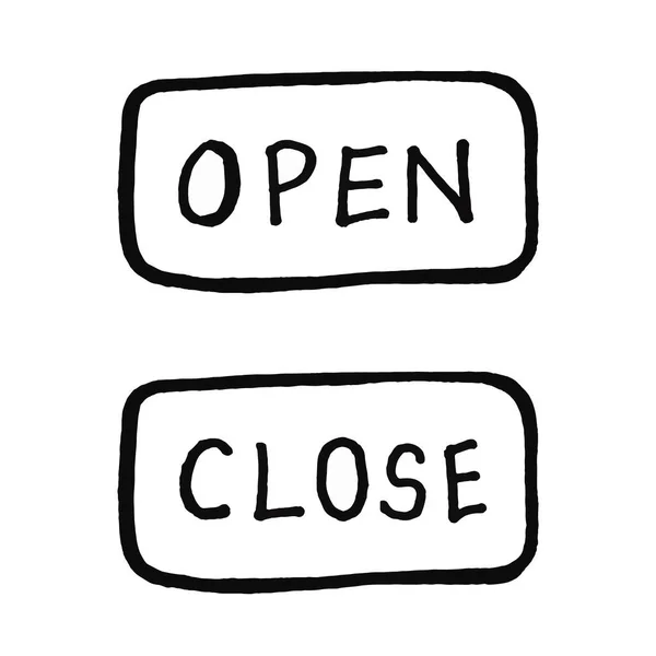 Open Close Sign Text Icon Doodle Hand Намальований — стокове фото
