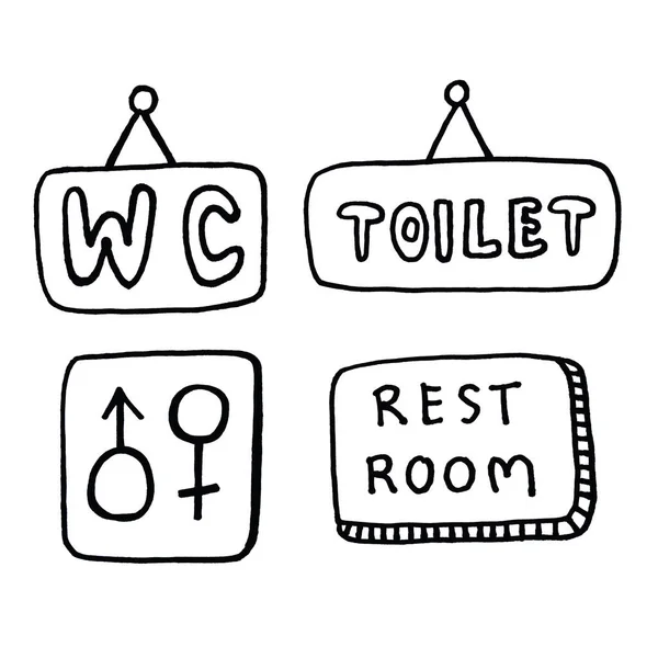 Toilet Restroom Sign Doodle Hand Намальовано — стокове фото