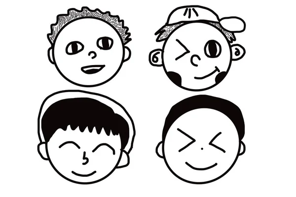 Kolekce Funny Emotion Face Doodle Cartoon Hand Drew Character — Stock fotografie