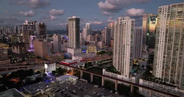 Vista Aerea Miami City Skyline Florida Big City Traffic — Video Stock