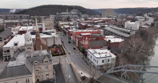 Aerial View Downtown City Center Frankfurt Kentucky Usa — Stok Video