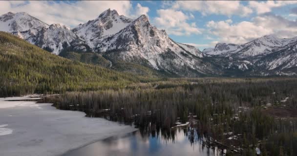 Lago Stanley Sawtooth Montañas Idaho Invierno Uhd — Vídeo de stock