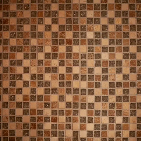 Duvar kare desenli kahverengi fayanslarla döşenmiş iç duvar ya da zemin dekorasyonu için modaya uygun seramik fayanslar..