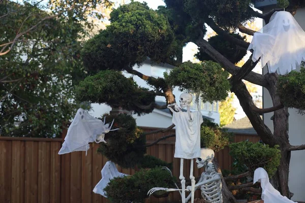 2022 Burlingame Californië Halloween Decoraties Straat — Stockfoto