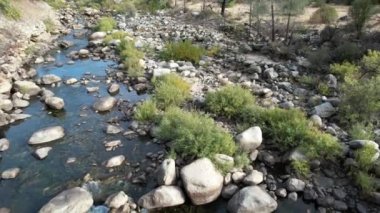 Yosemite Ulusal Parkı 'nın dışındaki Merced Nehri üzerinde uçuyor.