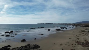 San Simeon California 'da plajların, bataklıkların ve okyanusların üzerinde uçuyor.