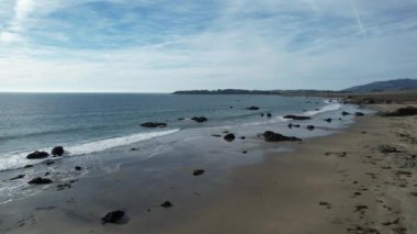 San Simeon California 'da plajların, bataklıkların ve okyanusların üzerinde uçuyor.