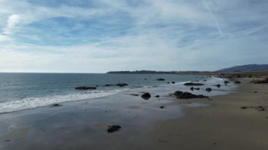 San Simeon California 'da plajların, bataklıkların ve okyanusların üzerinde uçuyor.