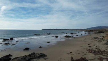 San Simeon California 'da plajların, bataklıkların ve okyanusların üzerinde uçuyor.
