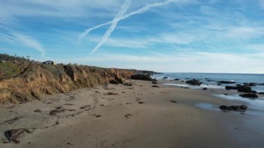 San Simeon California 'da plajların, bataklıkların ve okyanusların üzerinde uçuyor.