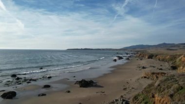 San Simeon California 'da plajların, bataklıkların ve okyanusların üzerinde uçuyor.