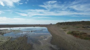 San Simeon California 'da plajların, bataklıkların ve okyanusların üzerinde uçuyor.