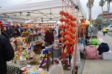 1-15-2023: Millbrae, California: Chinese arts and crafts stall at  Chinese Lunar day festival Millbrae California