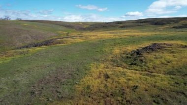 Flying over Table mountain preserve near Oroville California
