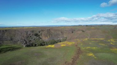 Flying over Table mountain preserve near Oroville California