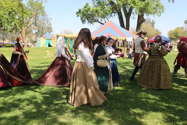 stock image 4-15-2023: Visalia, California: Royals parade, in period costumes at a Renaissance Faire