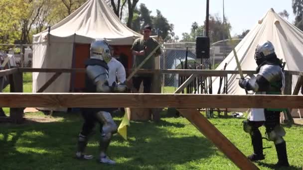 2023 Visalia Californie Renaissance Faire Combat Épée Des Hommes — Video