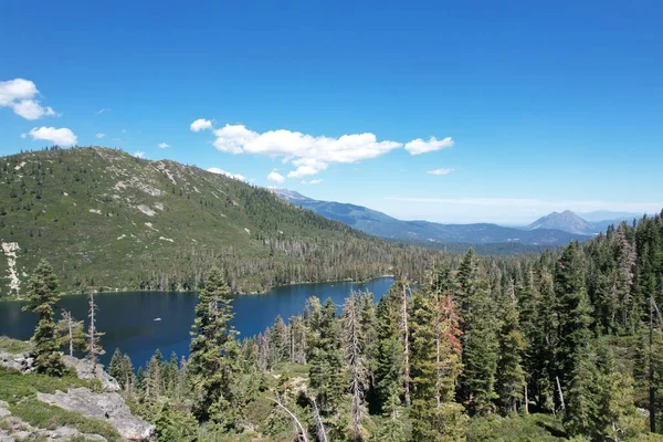 stock image Aerial photo of lakes and wilderness around Lake Siskiyou and Mount Shastha