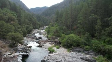 Yuba nehri, Havza Gölü, Eureka Plumas Ormanı, Kaliforniya 'da akıntılar üzerinde uçuyor.