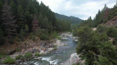 Yuba nehri, Havza Gölü, Eureka Plumas Ormanı, Kaliforniya 'da akıntılar üzerinde uçuyor.