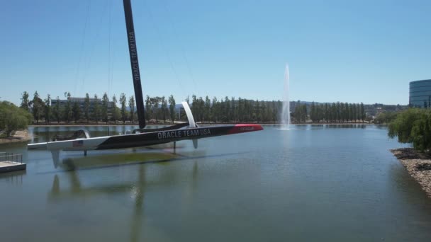 2023 Redwood Shores California Flying Team Usa Catamaran Lake Larry — Stock video