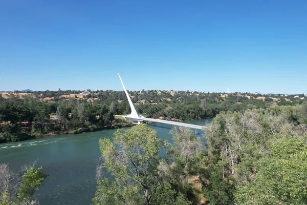 Αεροφωτογραφία Της Γέφυρας Sundial Στο Redding Καλιφόρνια Φωτογραφία Αρχείου