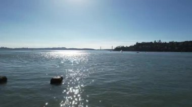 Belevedere adasından San Francisco körfezi üzerinde uçuyor.