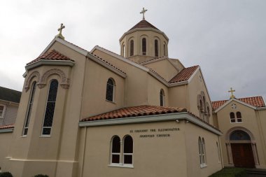 12-28-2023: San Francisco:, California, ABD: Saint Gregory, Ermeni Kilisesi, San Francisco, Kaliforniya