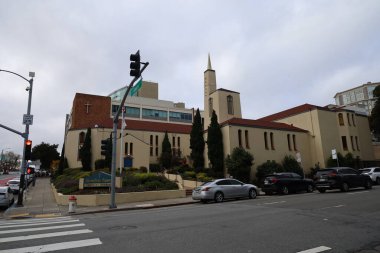 12-28-2023: San Francisco:, California, ABD: Hamilton Meydanı, San Francisco, Kaliforniya Baptist Kilisesi