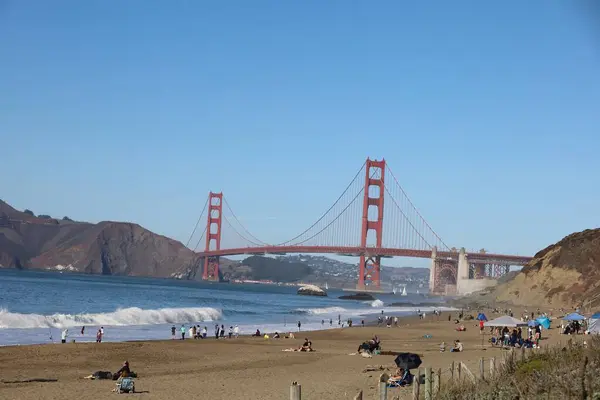 stock image 12-8-23: San Francisco, California, USA: Golden gate bridge from Presidio beach