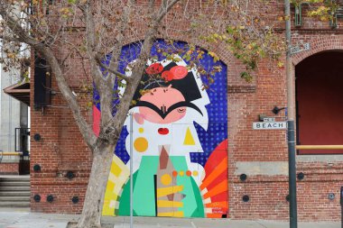 12-31-2023: San Francisco, California: San Francisco 'daki Balıkçının rıhtımının yakınındaki sokak resimleri