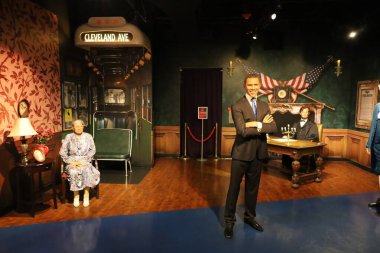 12-31-2023: San Francisco, California: Madam Tussaid Wax Müzesi San Francisco, California, Rosa Parks, Barack Obama, Abraham Lincoln