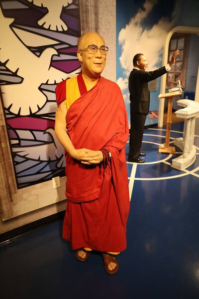 12-31-2023: San Francisco, California: Madam Tussaid Wax museum San Francisco, California, Dalai Lama of Tibet