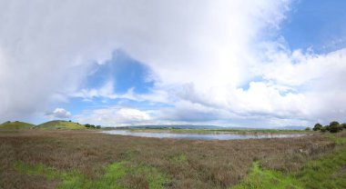 Coyote Hills 'deki manzara ve tepelerin fotoğrafı. Fremont California.