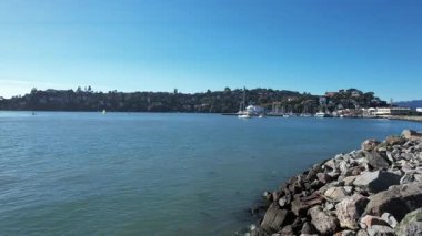Tiburon California 'daki San Francisco körfezi üzerinde uçuyor.