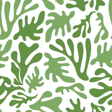 Kağıt Kesiği Biçiminde Matisse Geometrik ve Organik Şekiller Kusursuz Desen. Posterler, Kapaklar ve kartpostallar için Çağdaş Çiçek Elementleri Vektörü