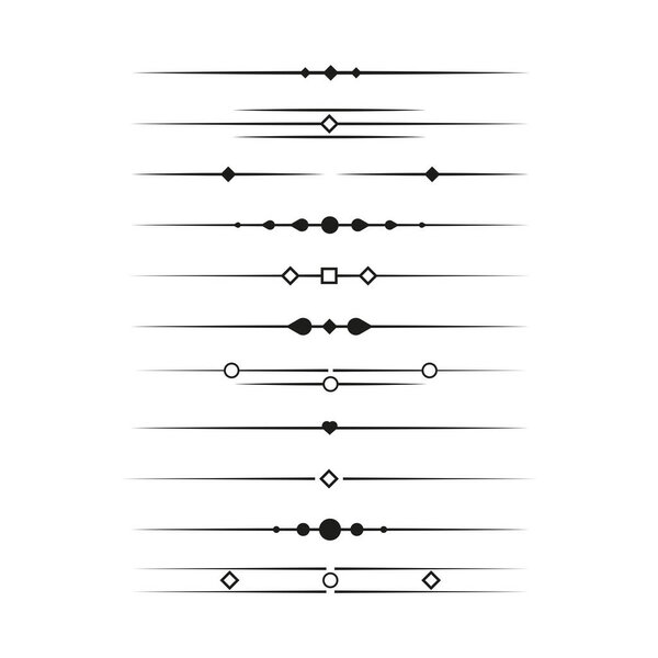 Conjunto Diseño Divisor Negro Simple Vector Plantilla Colección Divisor Surtido — Vector de stock