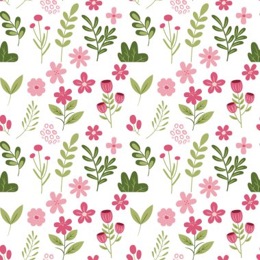 Yaz ortası çimenliği kusursuz desen. Moda için arka plan, duvar kağıtları, baskı. Tarlada farklı çiçekler var. Özgürlük stili Millefleur 'lar. Modaya uygun çiçek tasarımı