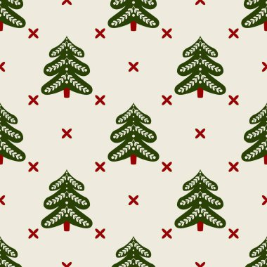 Noel Tatili İskandinav Yamalı Dekoratif Kusursuz Desensiz Şablon Çizimi.