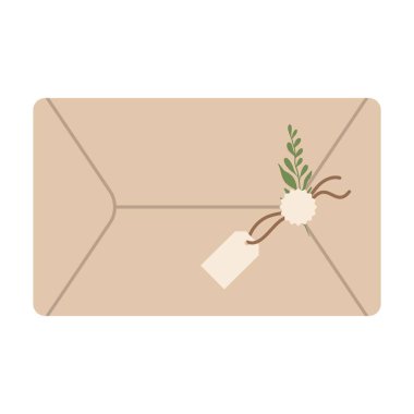 Posta Zarfı Mektubu. Kartpostal, kağıt mektup ve posta zarfı. Posta kartı şirin zarf vektör çizimi.