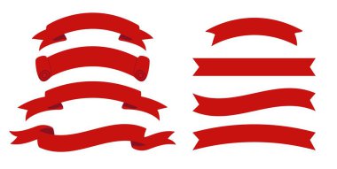 Kırmızı kurdele sancak vektörü ayarlandı. Zarif klasik bayraklar koleksiyonu.