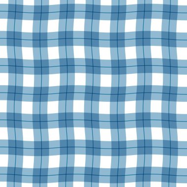 Gingham ya da Vichy Ekose desenli. Masa üstü, piknik battaniyesi, sepet peçete, gömlek ya da mendil için tekstil baskısı. Pamuk, keten ya da fanila tasarımı. Vektör İşaretli Geometrik Düz Çizim.