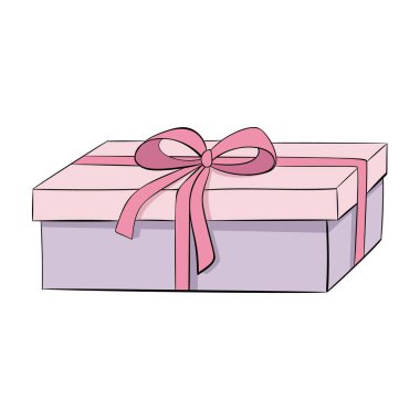 Pastel Pastel Şirin Kız Yaylı Hediye Kutusu. Bayram kutlaması ve özel satışlar için hediye ve hediye paketi. Paket kağıdı ve kurdele ile birlikte..